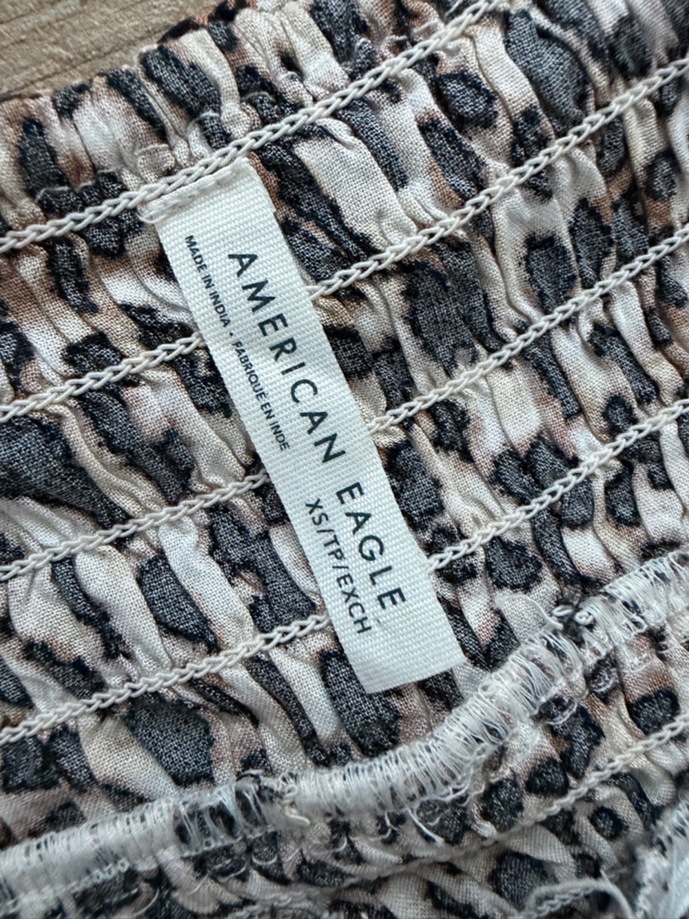 NWOT American Eagle Outfitters Neutral Leopard Smocked Dress Size XS - Picture 3 of 4
